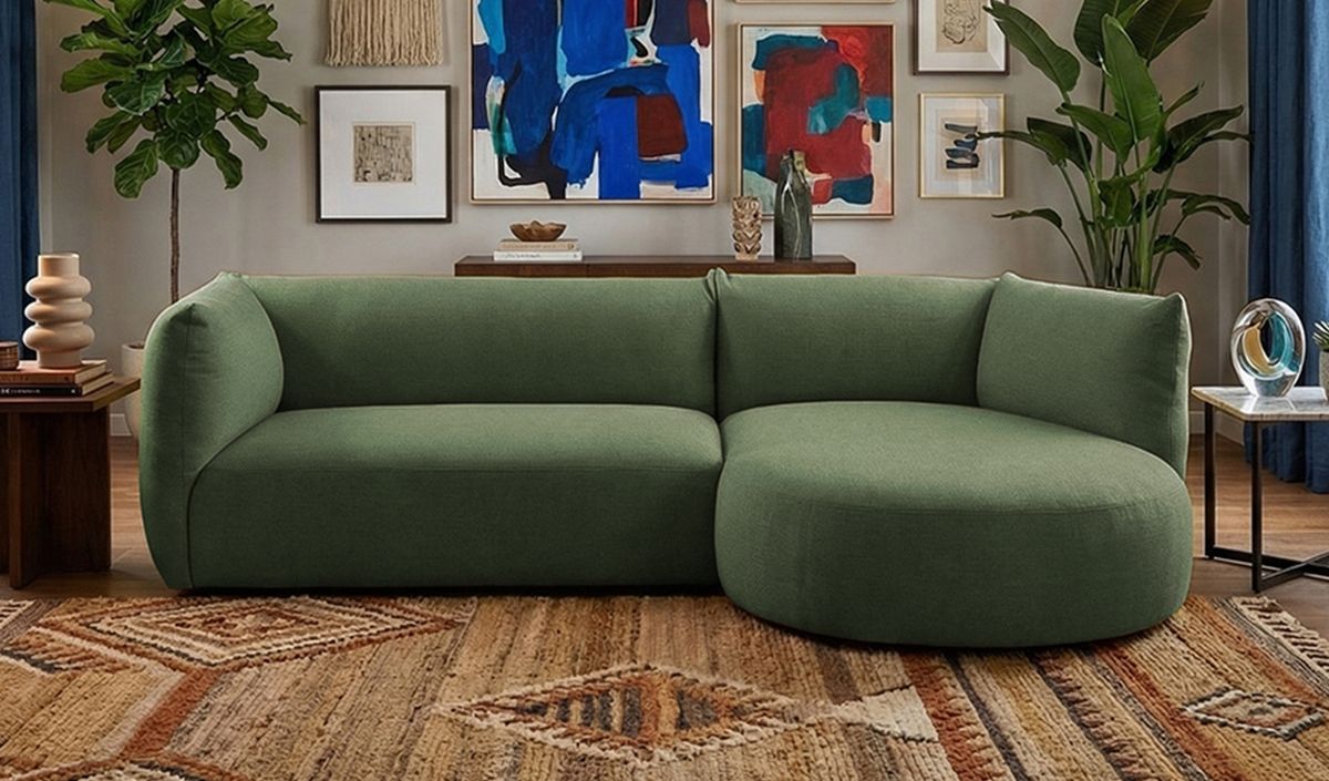 Modern Mollo Right Hand Corner Sofa with Oval Module