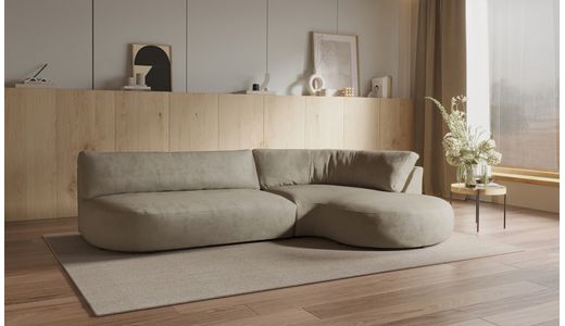 Ace Minimalist Right Hand Corner Sofa with Rounded Form Ace Minimalist Right Hand Corner Sofa with Rounded Form