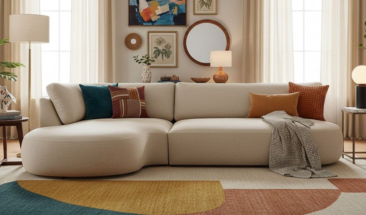 Ace Minimalist Left Hand Corner Sofa with Rounded Form