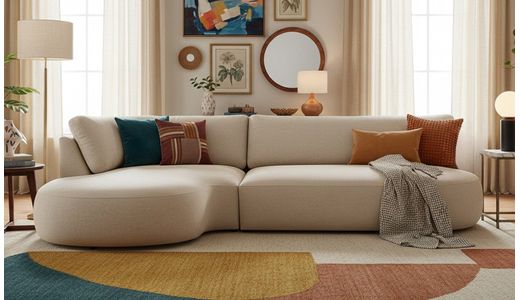Ace Minimalist Left Hand Corner Sofa with Rounded Form Ace Minimalist Left Hand Corner Sofa with Rounded Form