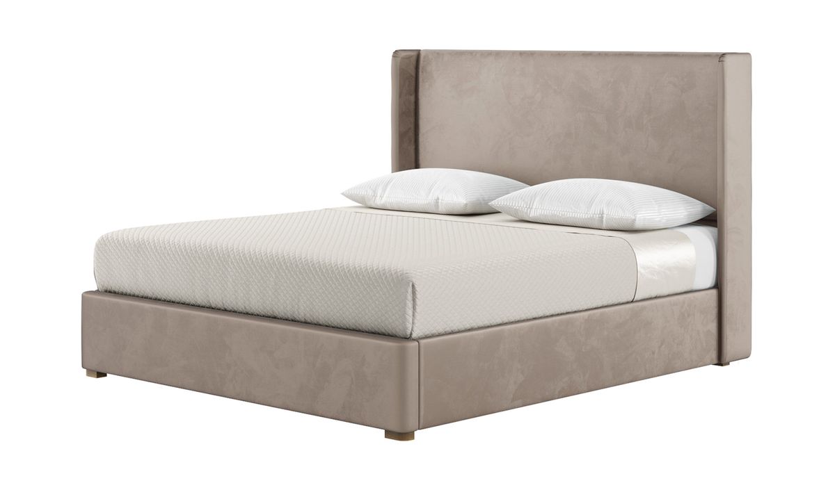 Tall headboard shop upholstered bed