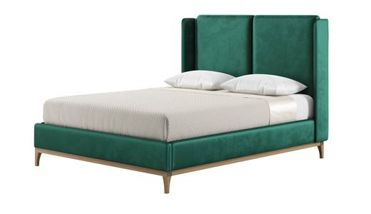 Emily 5ft King Size Bed Frame with contemporary twin panel wing headboard