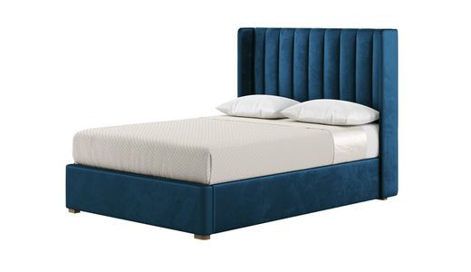 Naomi 4ft6 Double Bed Frame With Fluted Vertical Stitch Wing Headboard