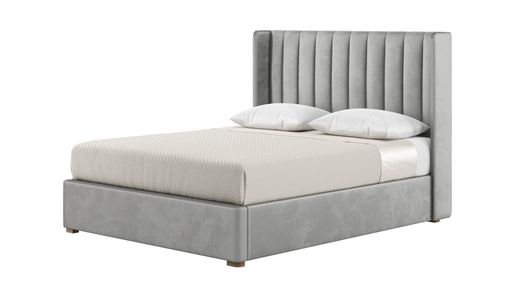 Naomi 5ft King Size Bed Frame With Fluted Vertical Stitch Wing Headboard