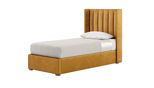 Naomi 3ft Single Bed Frame With Fluted Vertical Stitch Wing Headboard