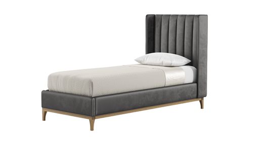 Reese 3ft Single Bed Frame with fluted vertical stitch wing headboard