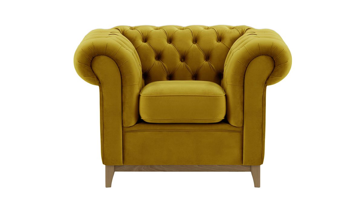 Yellow on sale chesterfield armchair