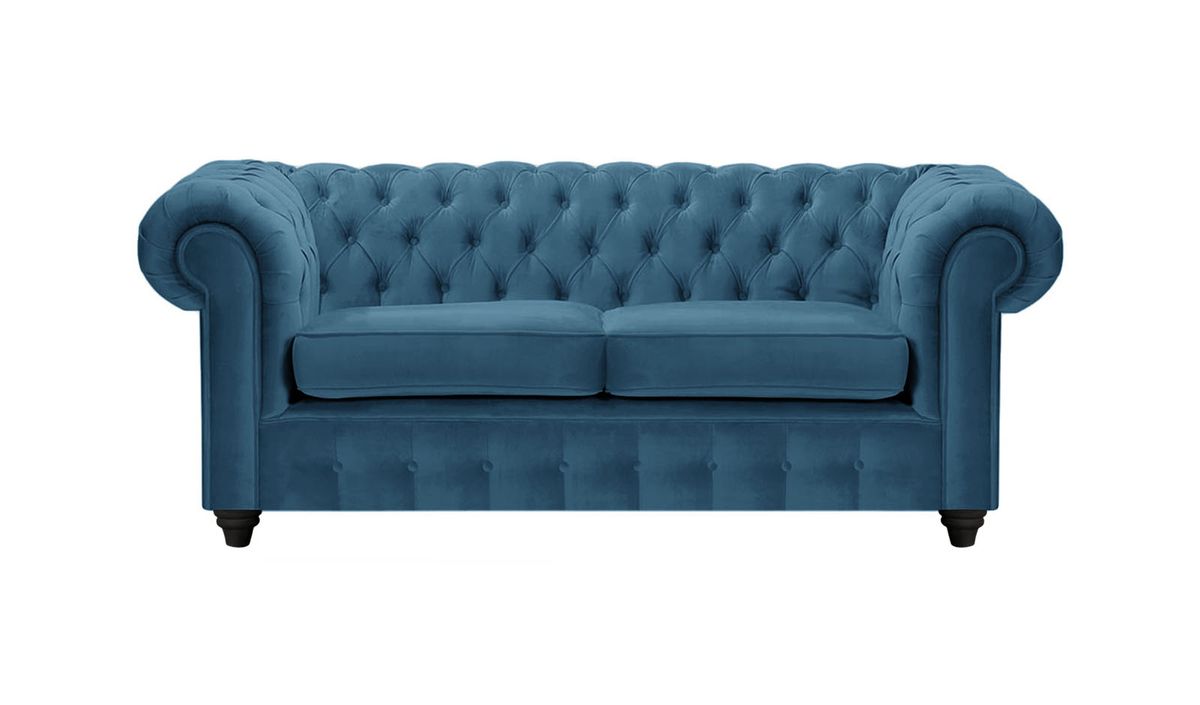 2 seater blue chesterfield shop sofa