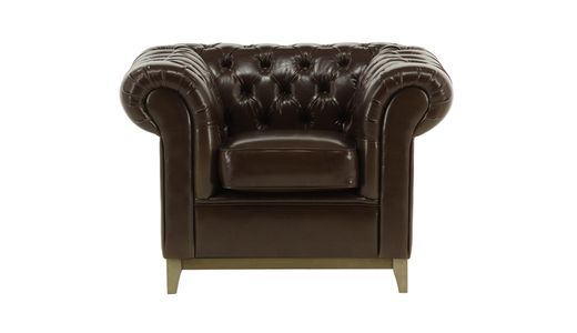Chesterfield Wood Armchair in Vegan Leather