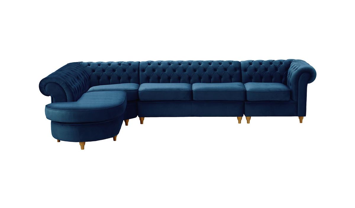 Blue chesterfield outlet corner sofa