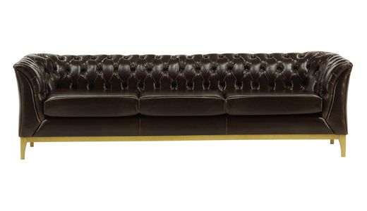 Chesterfield Modern Wood 3 Seater Sofa in Vegan Leather