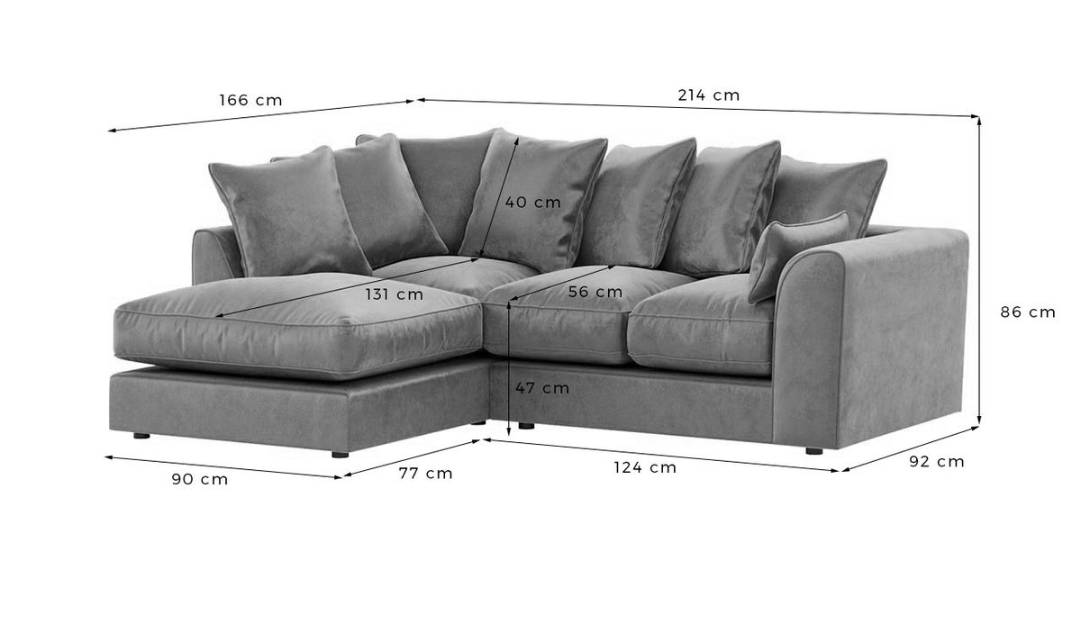 Crushed velvet right hand deals corner sofa