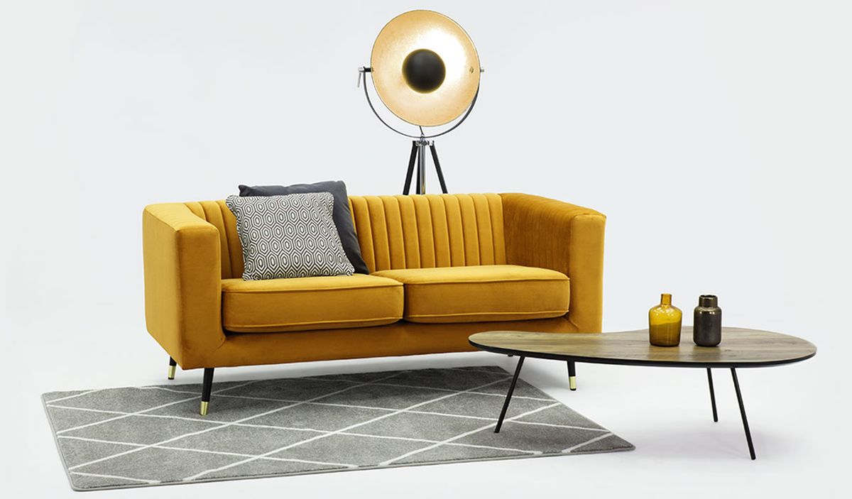 Yellow sofa store 2 seater