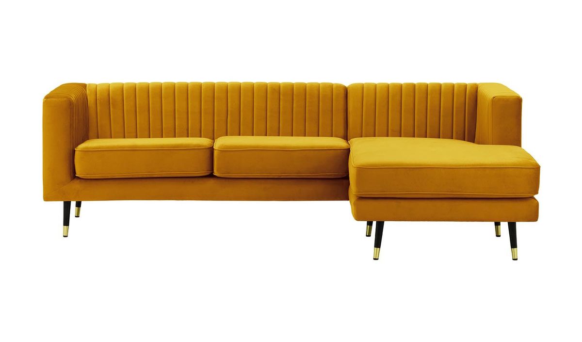 Yellow l shop shaped couch