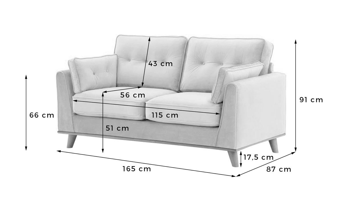 Settee size store