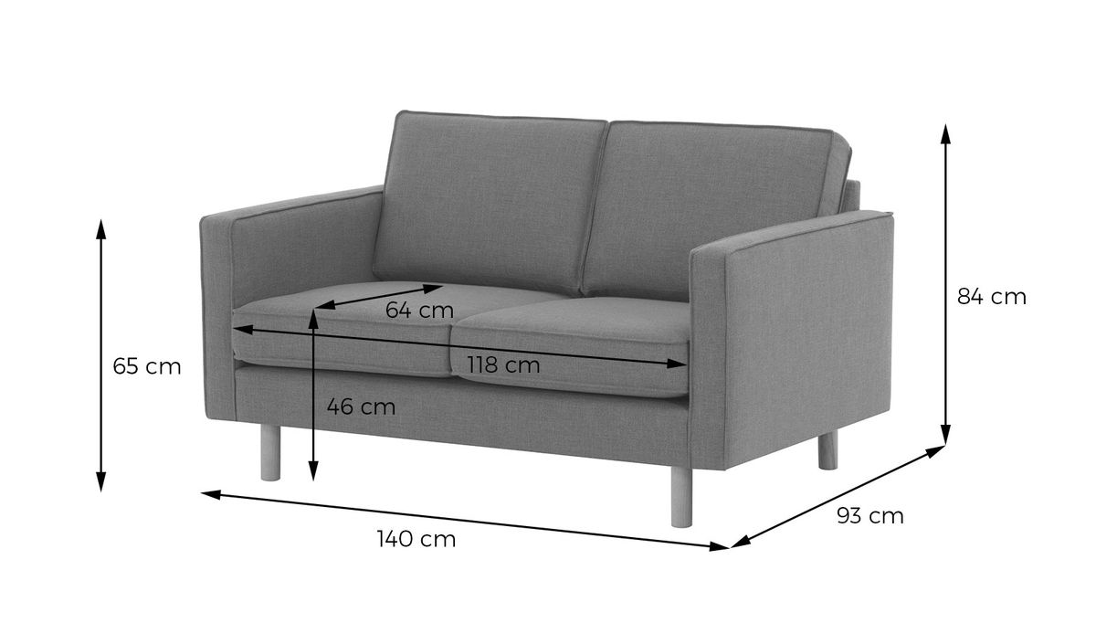 2 seater on sale sofa size