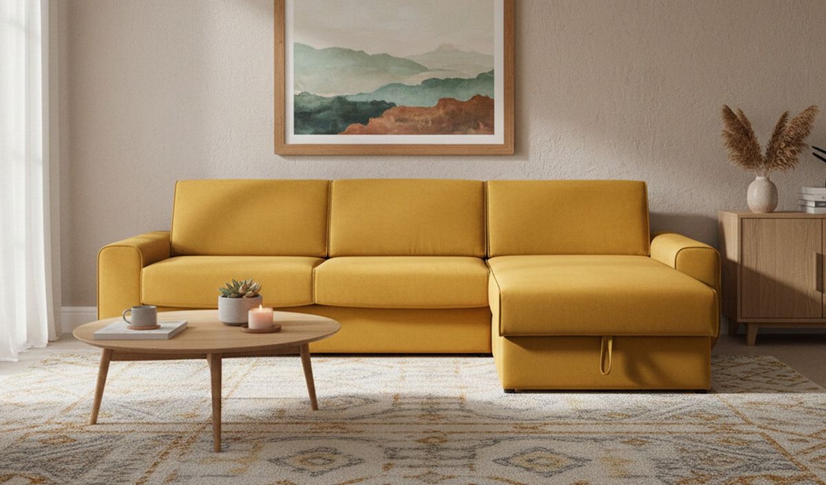 Salsa right hand corner sofa bed with storage