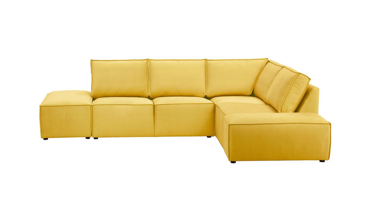 Yellow leather outlet corner sofa