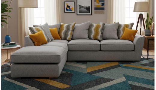 Majestic Left Hand Corner Sofa with Footstool and Fitted Back Cushions Majestic Left Hand Corner Sofa with Footstool and Fitted Back Cushions