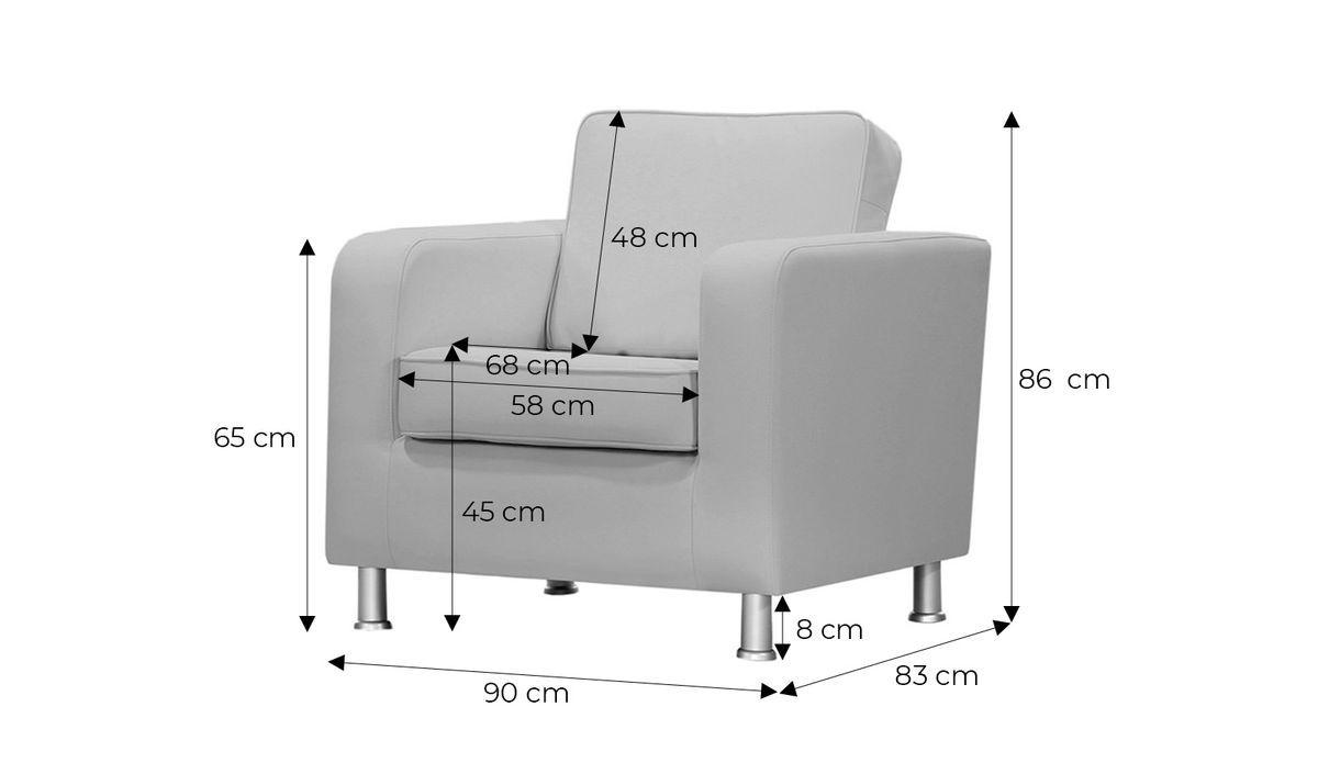 Armchair dimensions 2025 in cm