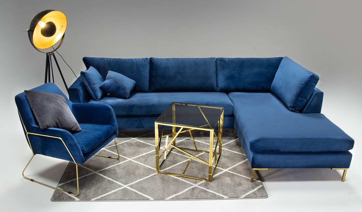 Blue velvet on sale corner sectional